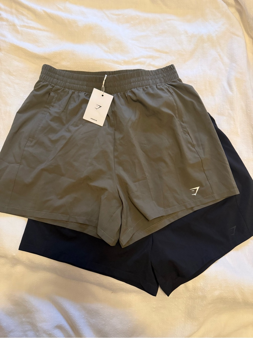 Gymshark Taupe & Black Women’s Athletic Shorts - 2 Pack